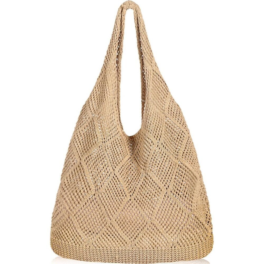 Women Yellowish-brown Shoulder Shopping Handbag Casual Travel Tote Fold Able Bag